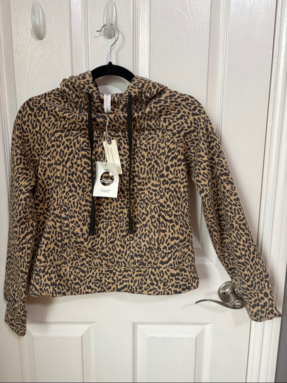 NWT Anthropologie Leopard Print Hoodie in Tan and Black